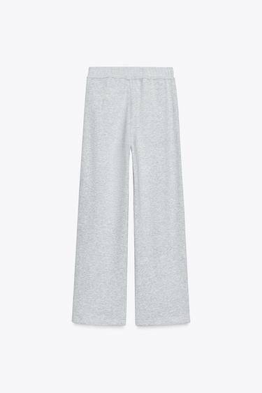 WIDE-LEG PLUSH TROUSERS - Grey marl by Zara - Image 5