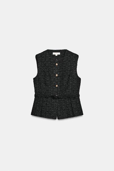 BELTED WAISTCOAT - Blue green by Zara - Image 0