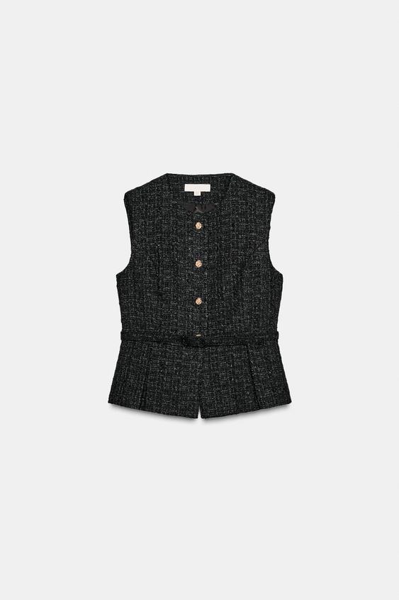 BELTED WAISTCOAT - Blue green by Zara - Image 0