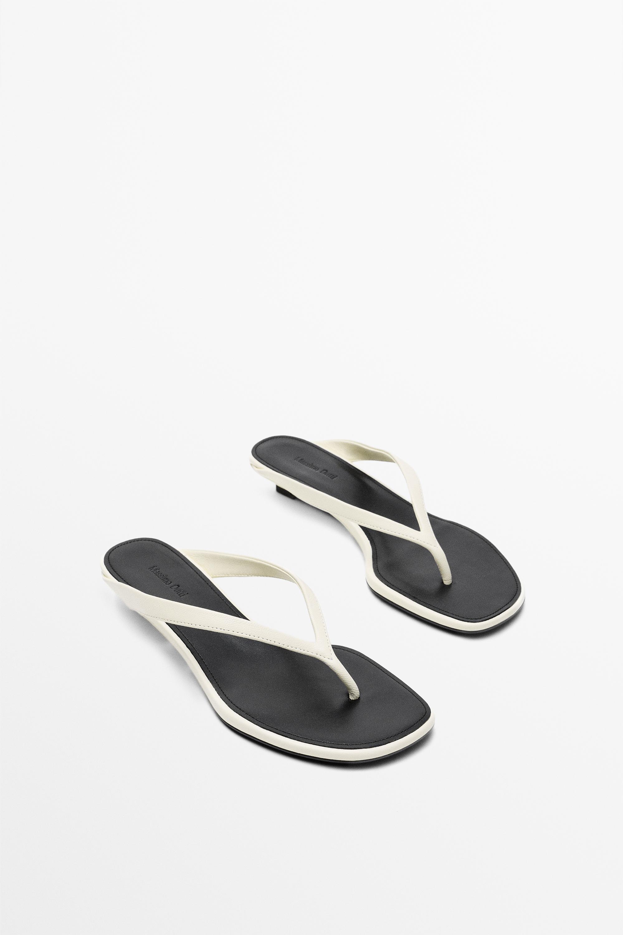 Mid-heel sandals with toe divider — White