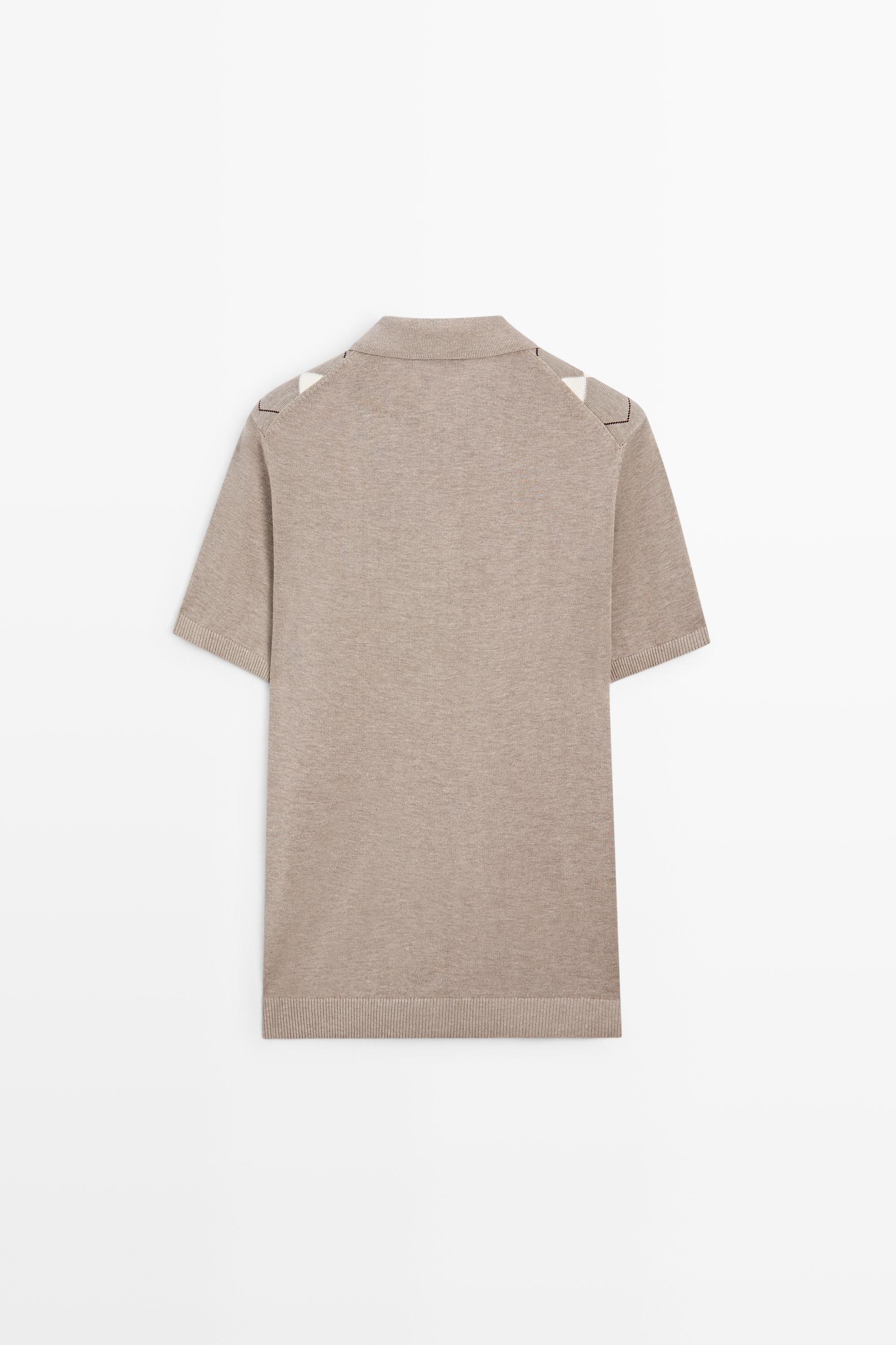 Polo à manches courtes en coton mélangé motif losanges