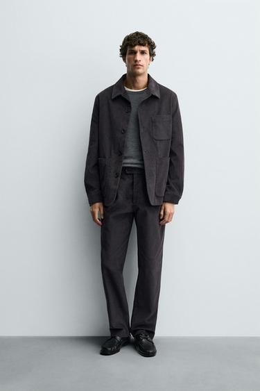 PLEATED CORDUROY SUIT TROUSERS - Dark grey by Zara - Image 0