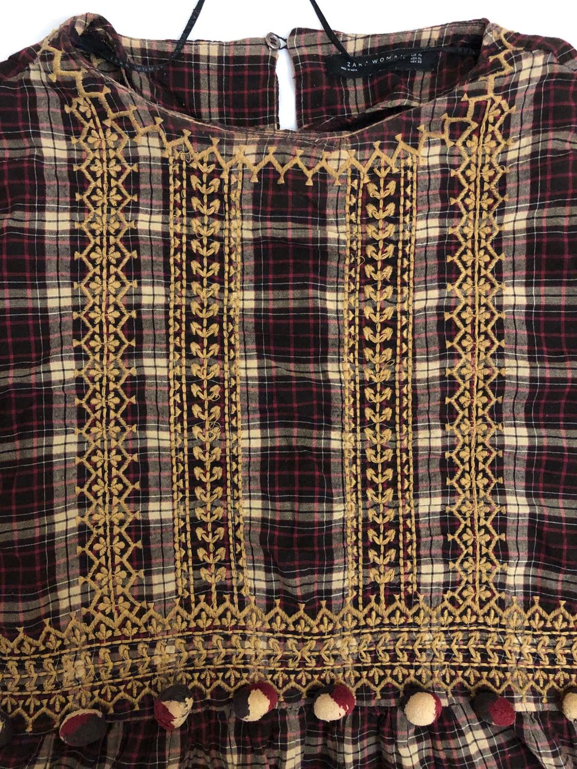 CHECKED DRESS WITH POMPOMS - Image 4