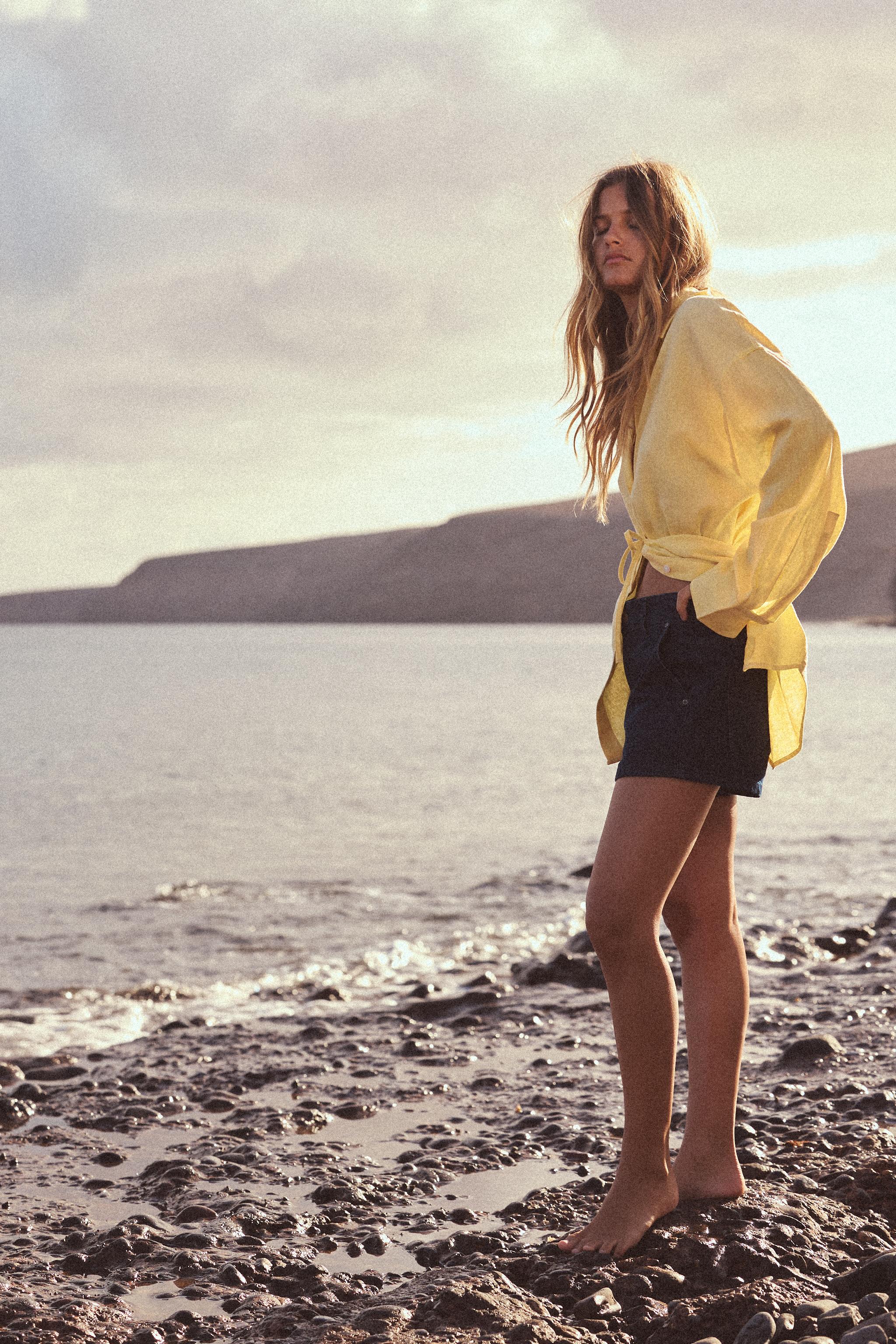 OVERSIZED LINEN BLEND SHIRT - Yellow | ZARA United States