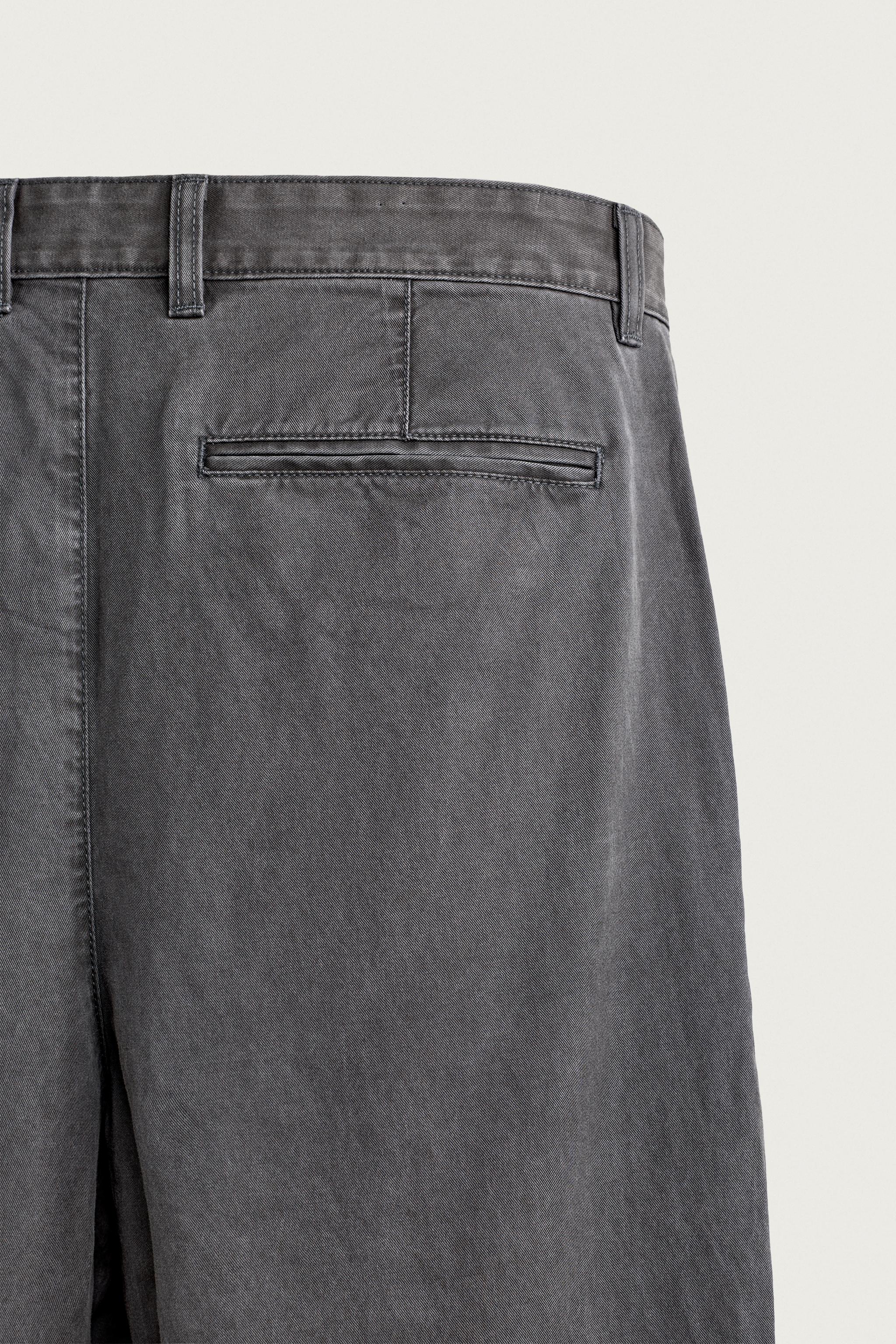 Мужские джинсы Zara RELAXED FIT PLEATED CHINO PANTS — фото 8