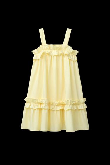 VESTIDO POPELÍN VOLANTES - Amarillo de Zara - Imagen 0