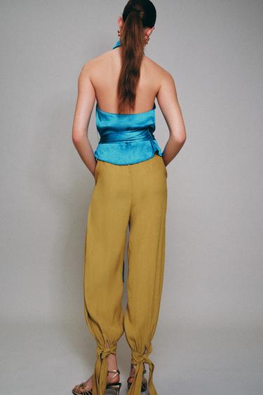 PANTALON BOUFFANT AVEC NŒUDS - Moutarde de Zara - Image 3