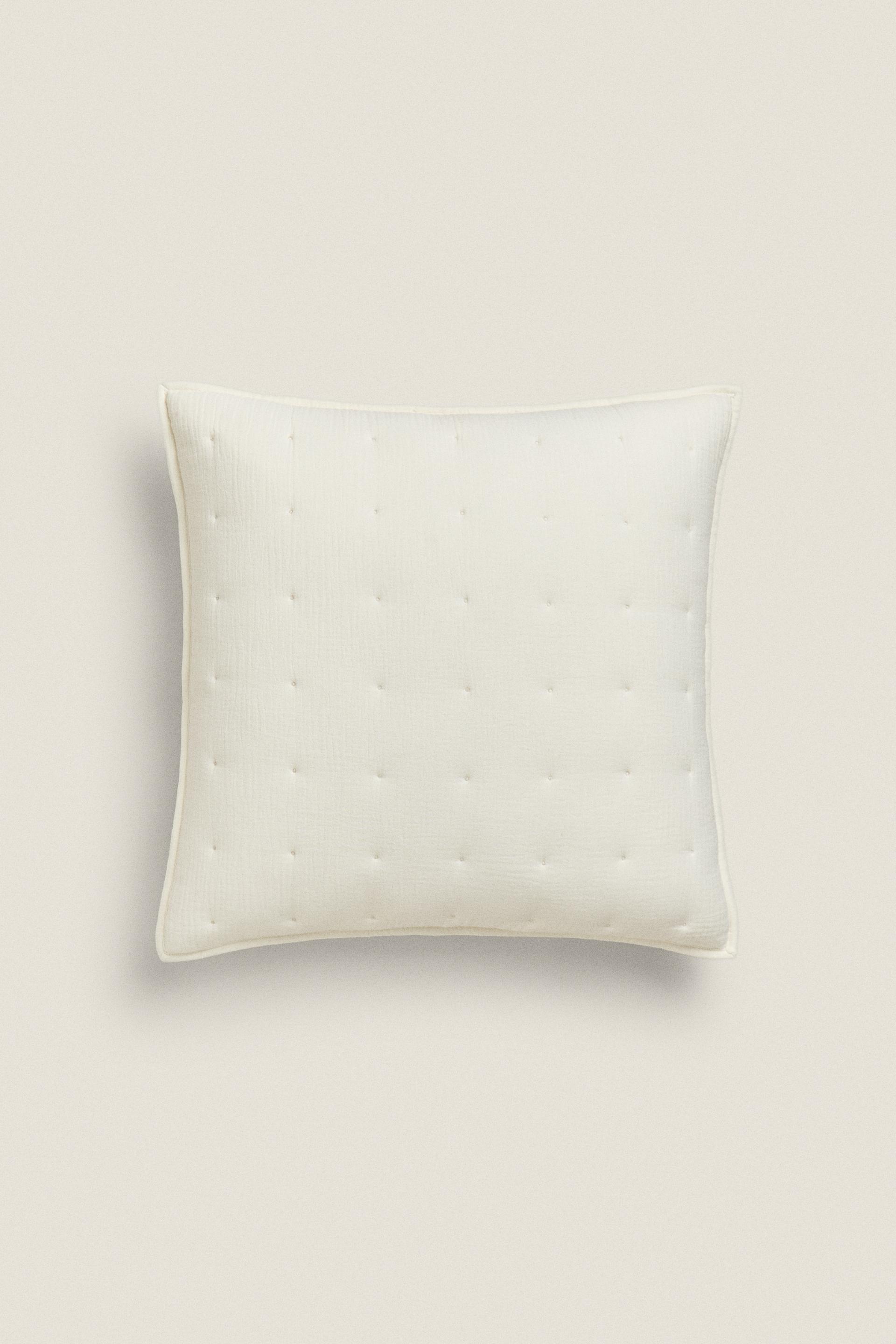 COTTON MUSLIN CUSHION COVER Oysterwhite ZARA Turkey