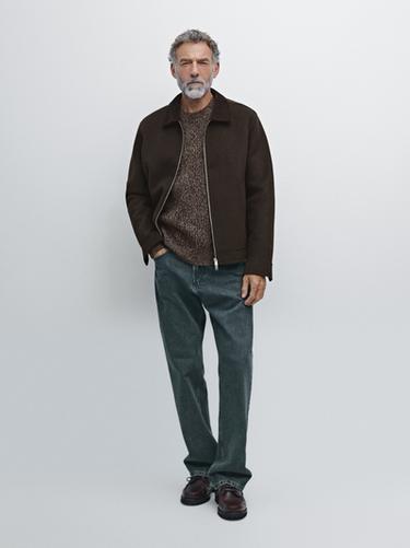 Zara Wool jacket with double corduroy collar - Chocolate