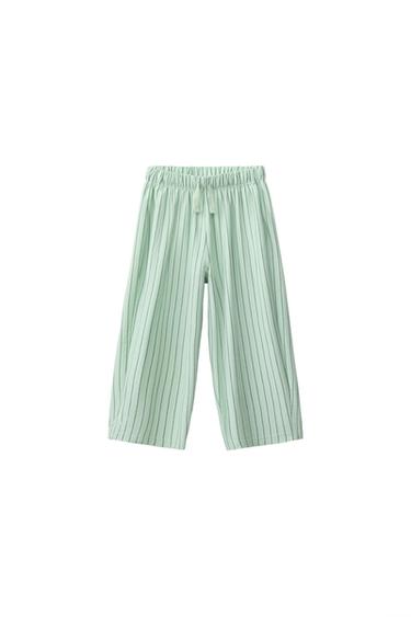 RELAXED STRIPED TROUSERS - Light green by Zara