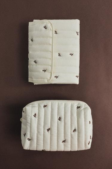 Zara FLORAL TOILETRY BAG - Off White