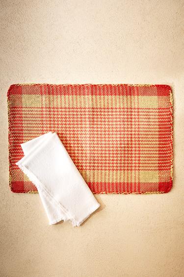 CHECKED PAPER PLACEMAT - Red / Orange by Zara
