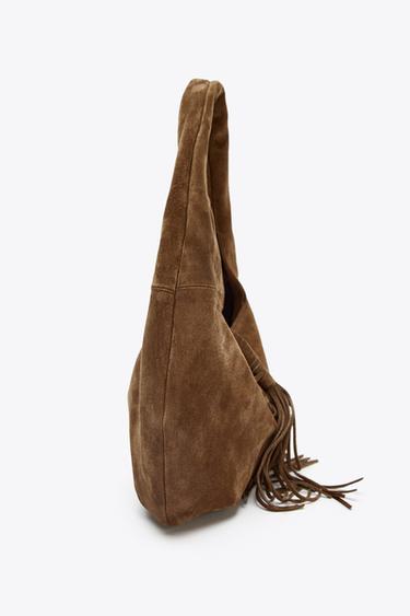 FRINGED SPLIT SUEDE SHOULDER BAG - Chocolate by Zara - Image 5