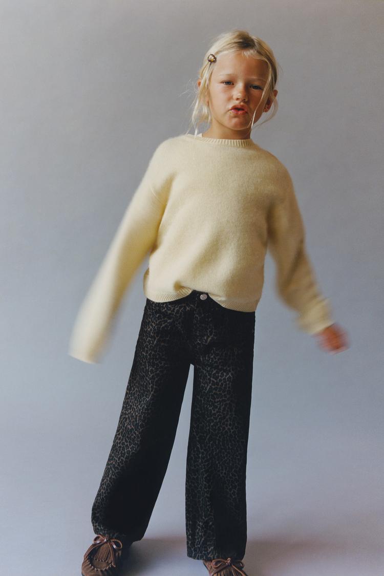 Pantalon sarga wide leg animal print