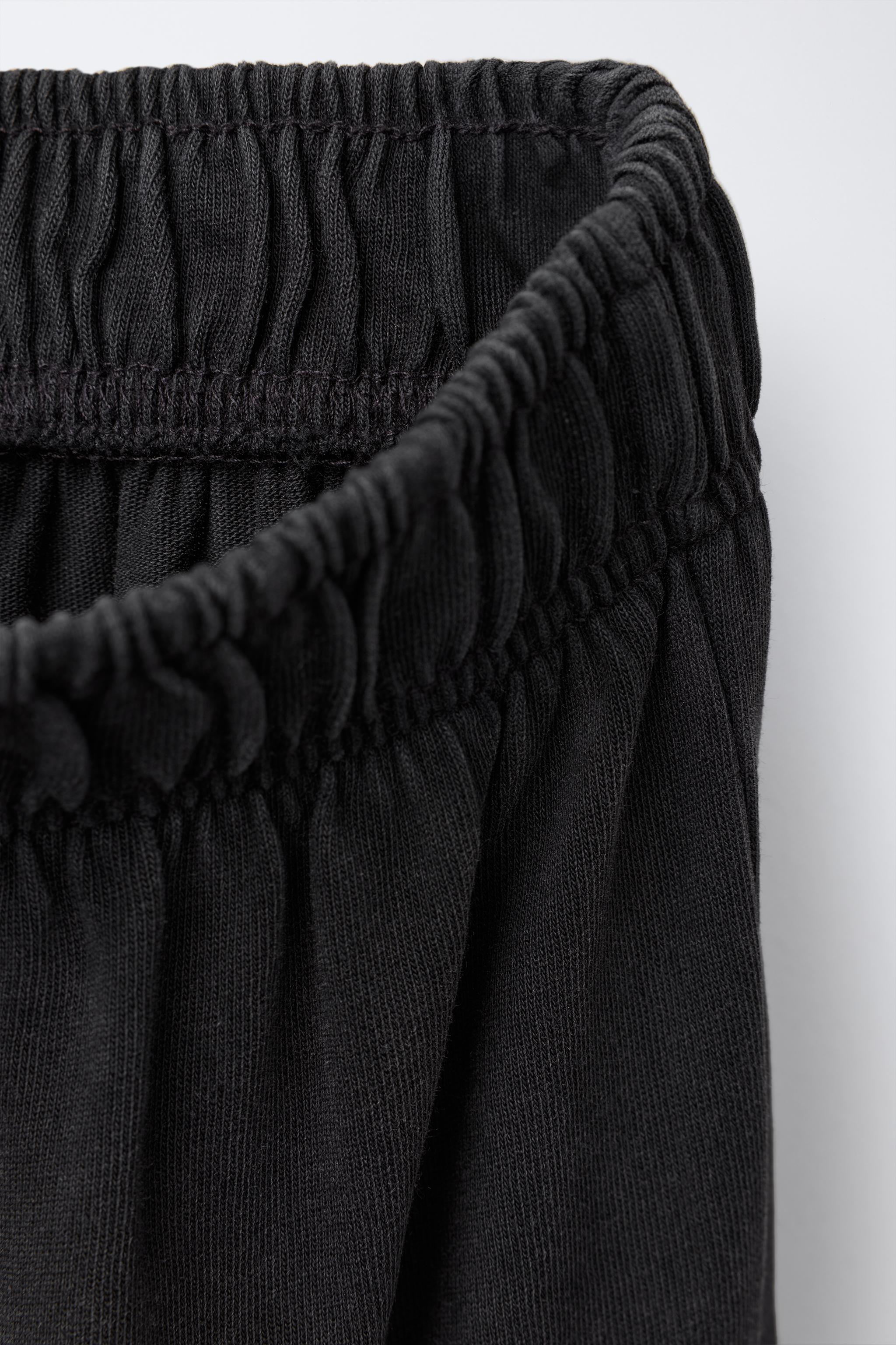 WASHED EFFECT WIDE LEG CARGO PANTS