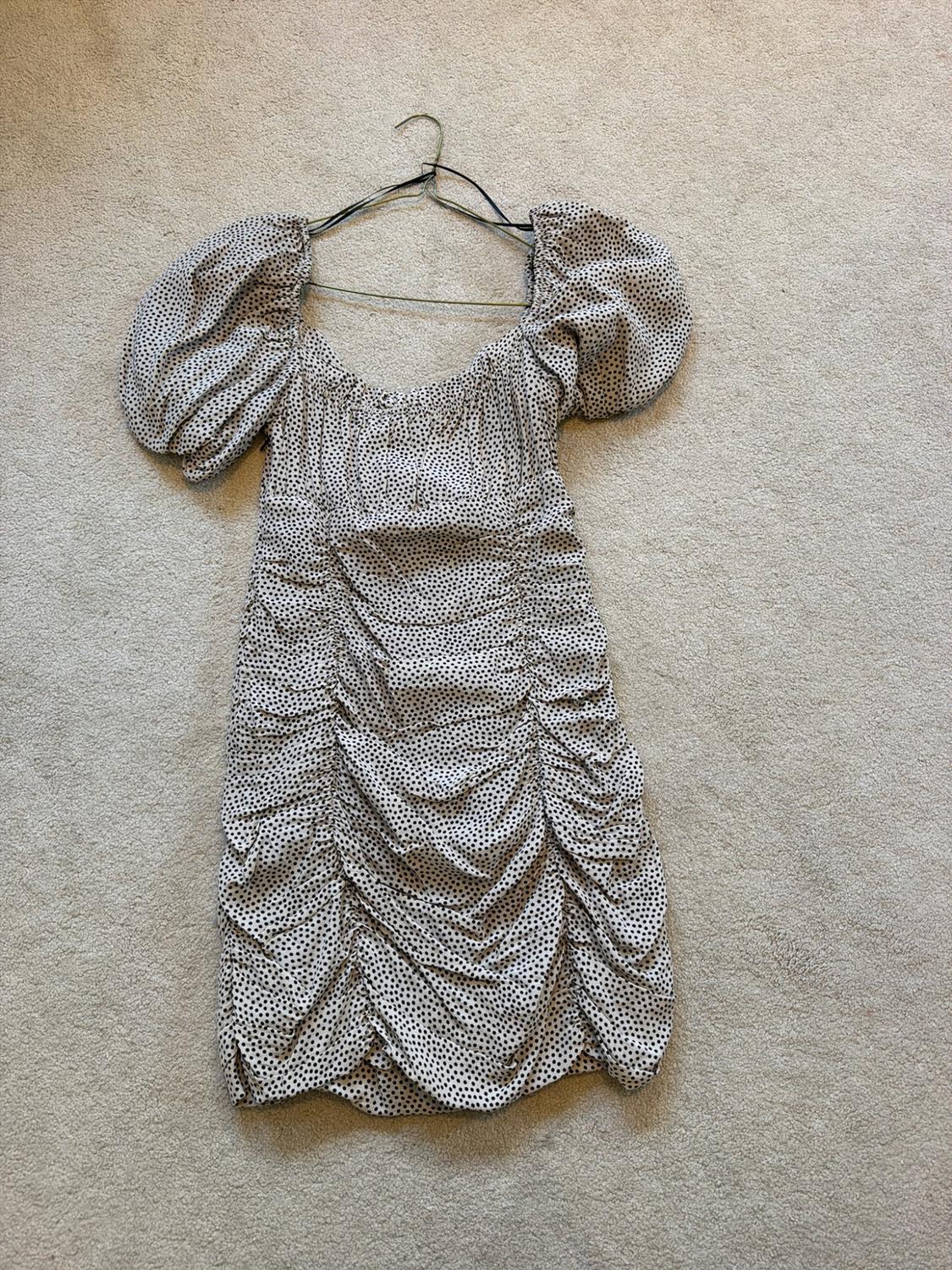 DRAPED POLKA DOT DRESS - Image 3