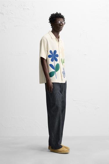 CONTRAST PATCH SHIRT - Oyster-white by Zara - Image 3