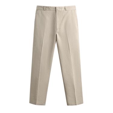 COTTON/LINEN STRAIGHT-LEG CHINO TROUSERS - Beige marl by Zara