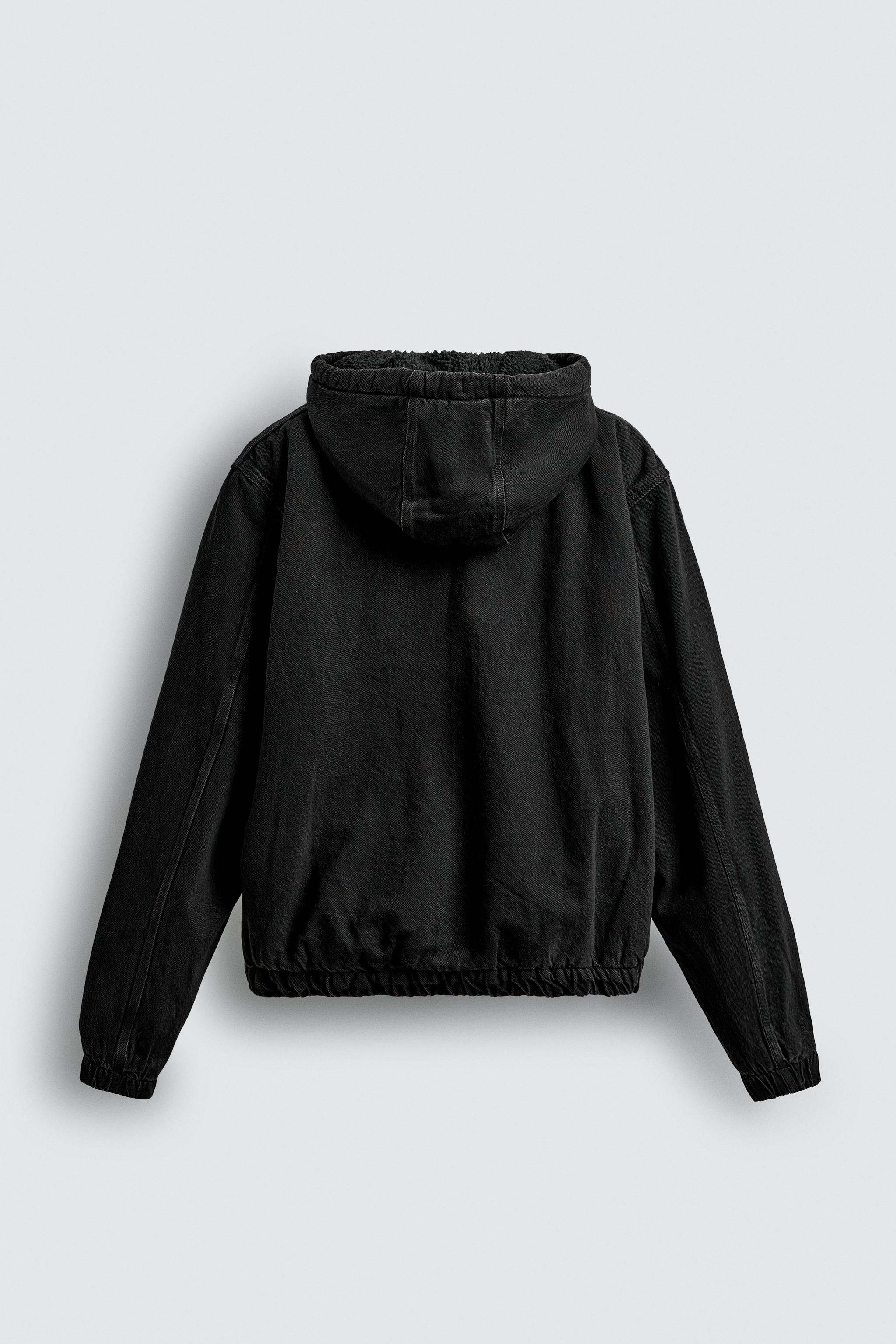 VESTE EN JEAN EFFET MOUTON À CAPUCHE Gris ZARA France