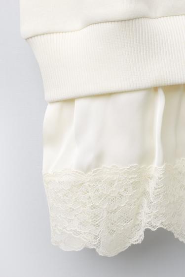 SWEAT BIMATIÈRE DENTELLE - Écru de Zara - Image 4