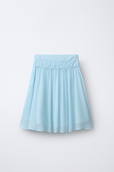 CHIFFON MIDI SKIRT - Sky blue by Zara - Image 1