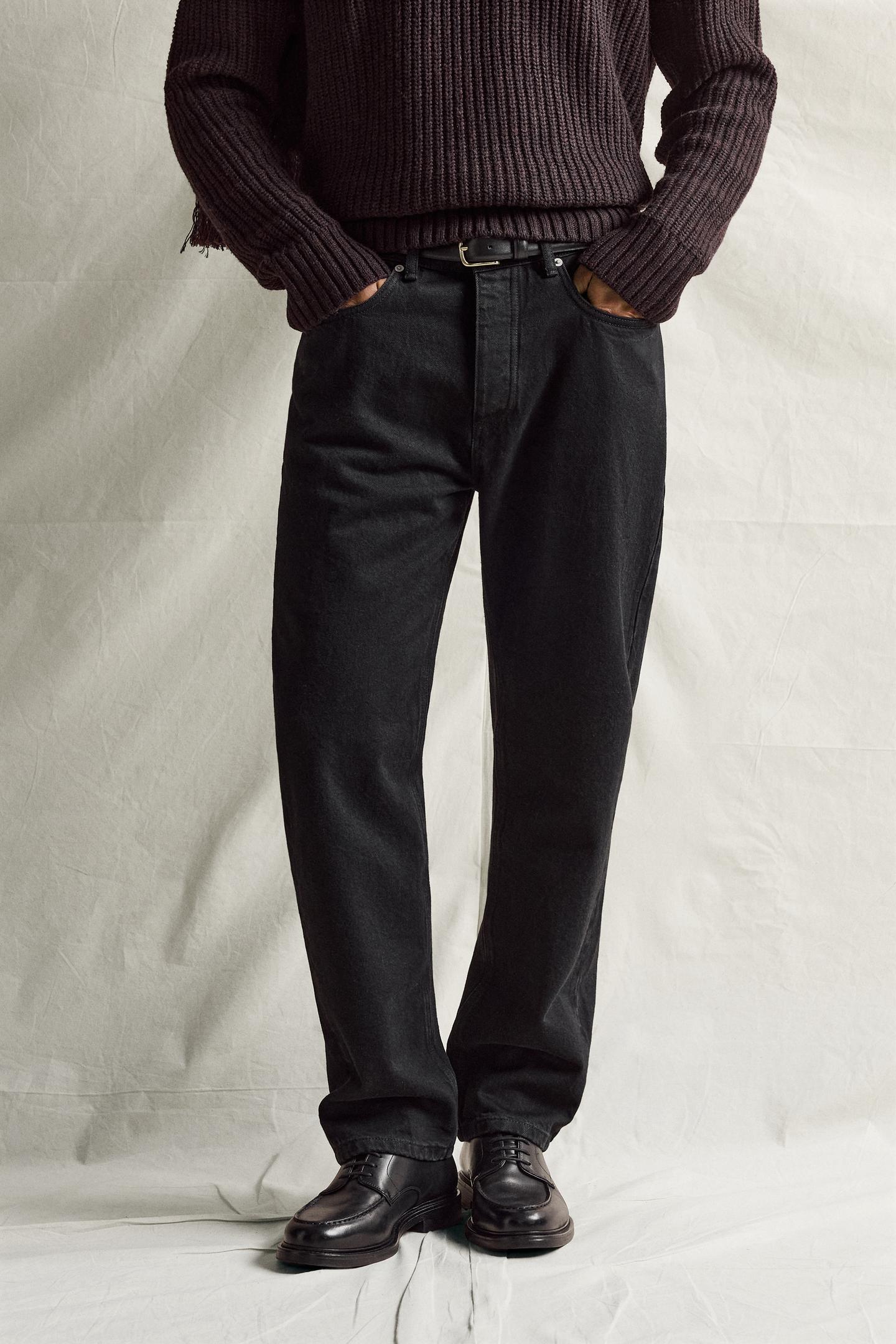 Мужские джинсы Zara Straight Fit, цвет: Чёрный — фото 2