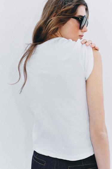 RUSTIC COTTON T-SHIRT - White by Zara - Image 2