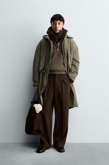 Zara 二合一可拆式派克外套 - 卡其色