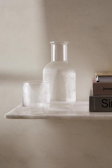 STRIPED BOROSILICATE GLASS NIGHT SET (SET OF 2) -  by Zara