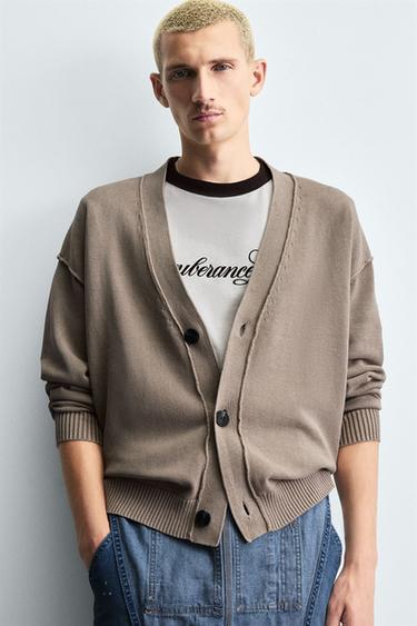 CARDIGAN RÉVERSIBLE EFFET ENVERS - Sable de Zara - Image 4