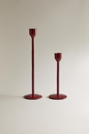 FACETED METAL CANDLESTICK - Wine by Zara