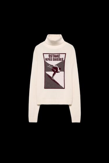 Zara 90% WOOL SKI COLLECTION JUMPER - Ecru