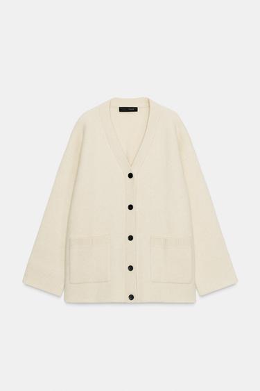 GILET EN MAILLE COL EN V - Écru de Zara - Image 4