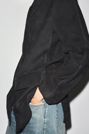 LIMITED EDITION ZW COLLECTION 100% SUEDE OVERSIZE BLAZER - Black by Zara - Image 5