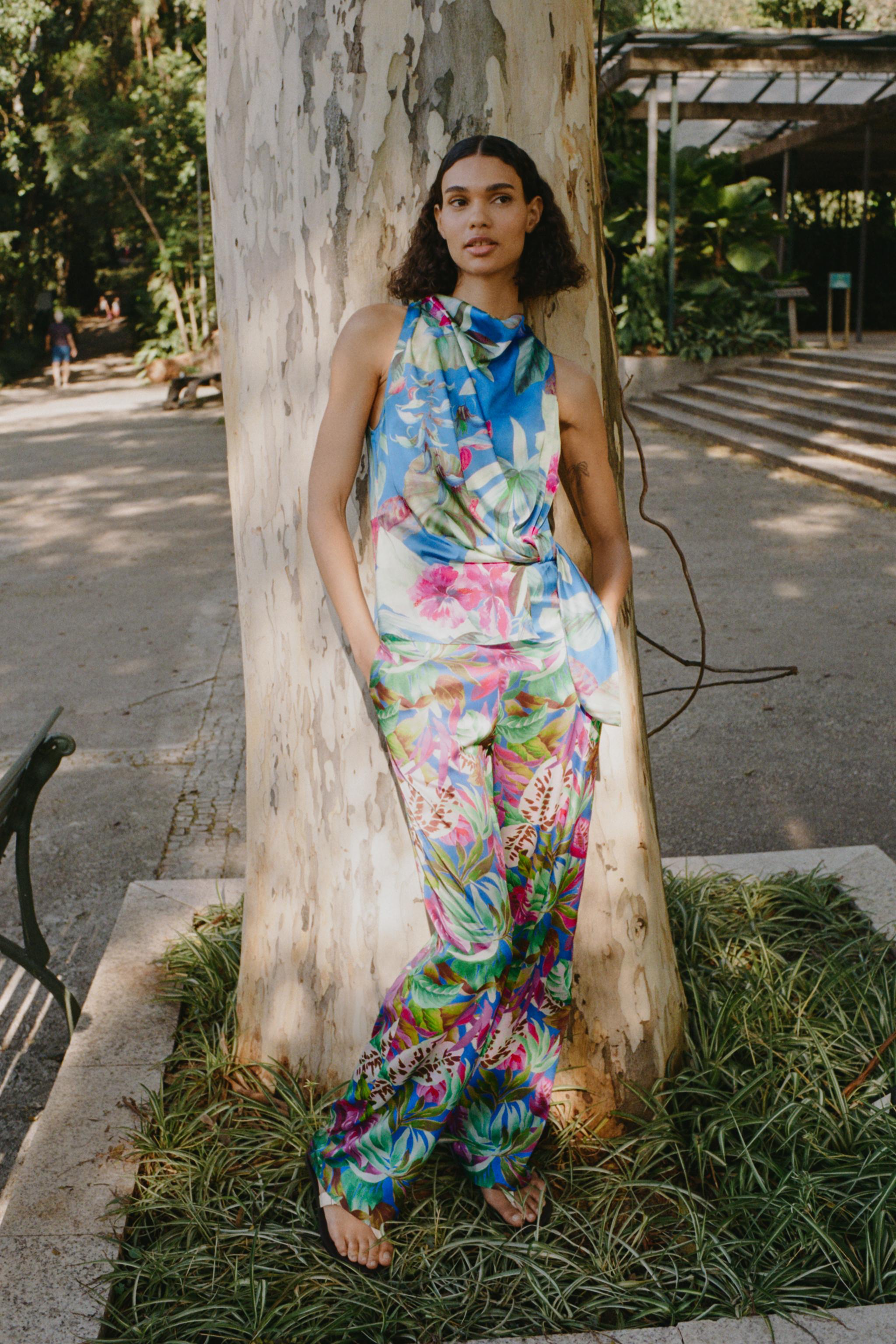 Tropical print jumpsuit zara hotsell