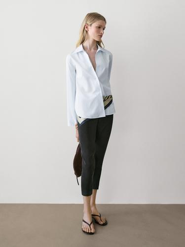 Camisa popelín 100% algodón - Celeste de Zara