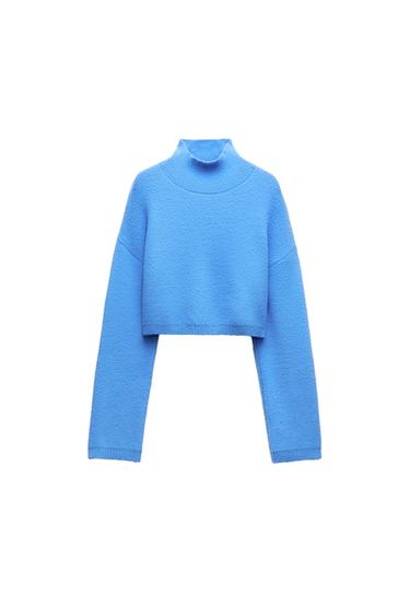 SOFT FEEL CROPPED KNIT SWEATER