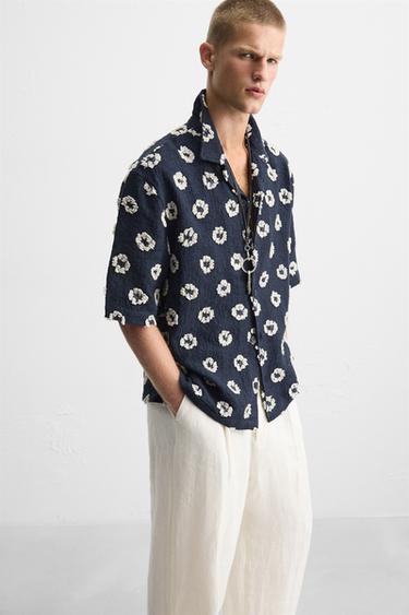 CHEMISE JACQUARD TEXTURÉ - Bleu marine foncé de Zara - Image 5