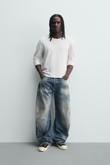 JEAN BARREL FIT COUTURE TOURNÉE - Bleu de Zara
