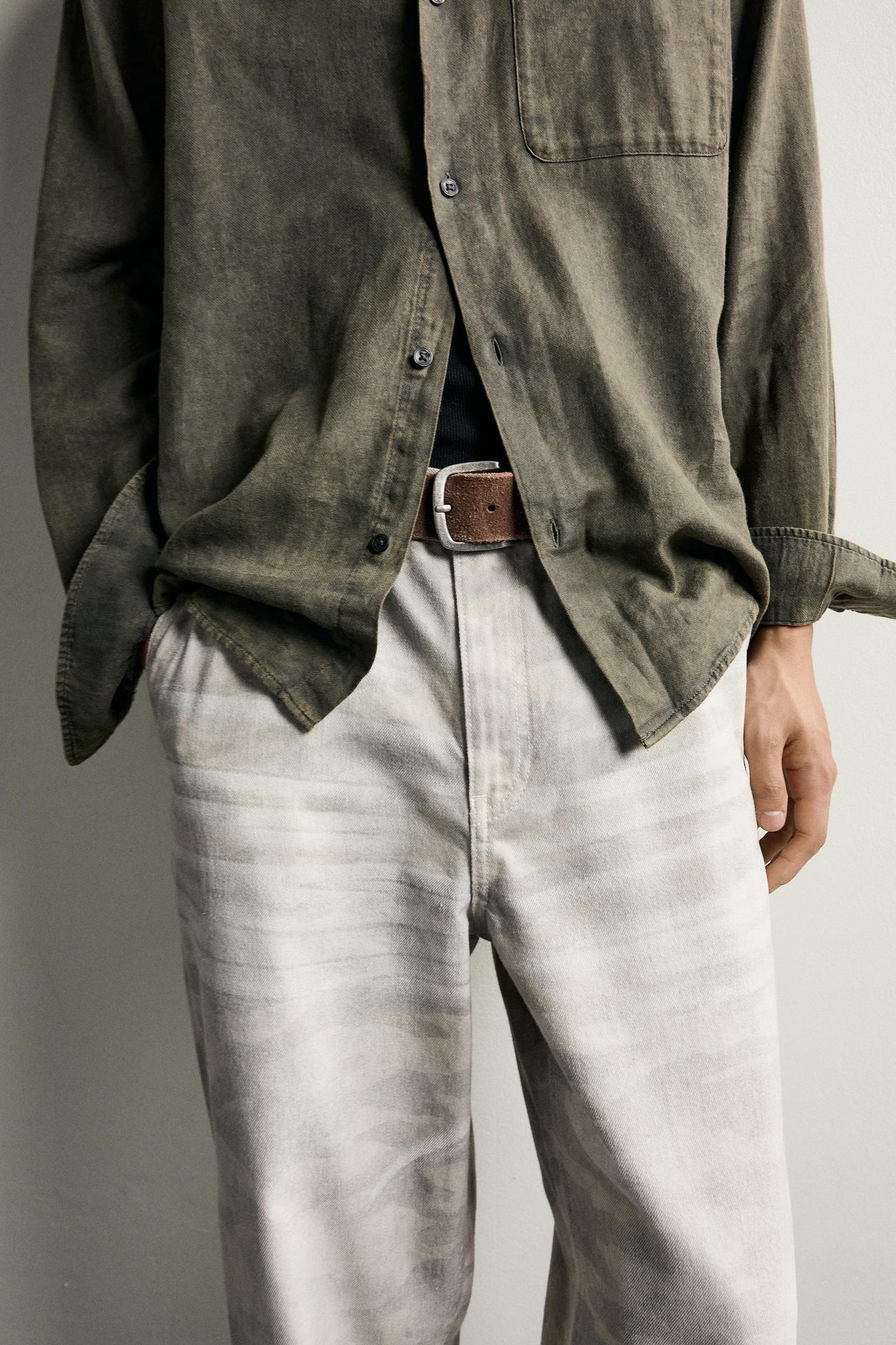 Мужские брюки Zara Abstract Print Relaxed Fit, цвет: Серо-бежевый — фото 5