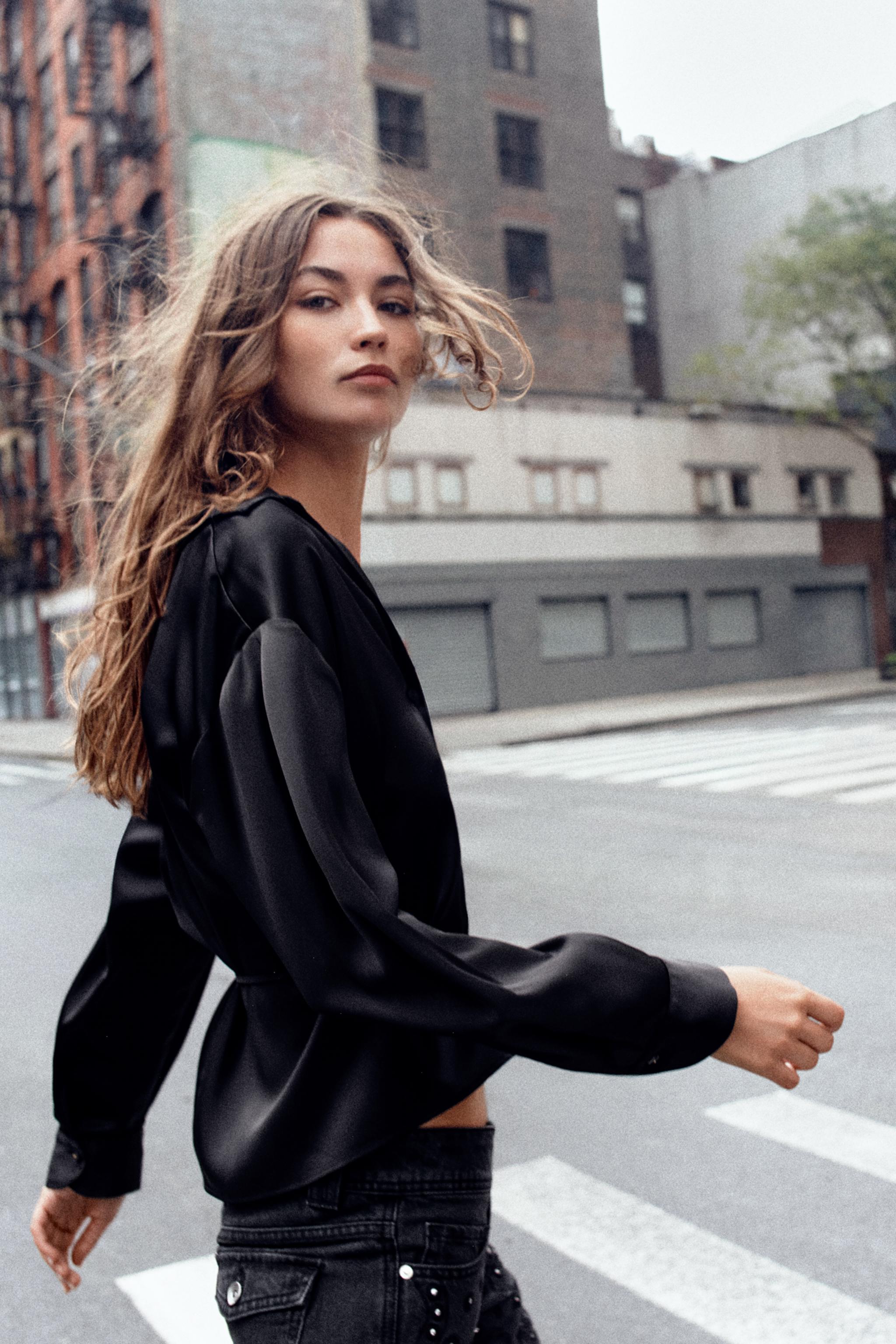 SATIN BELTED SHIRT