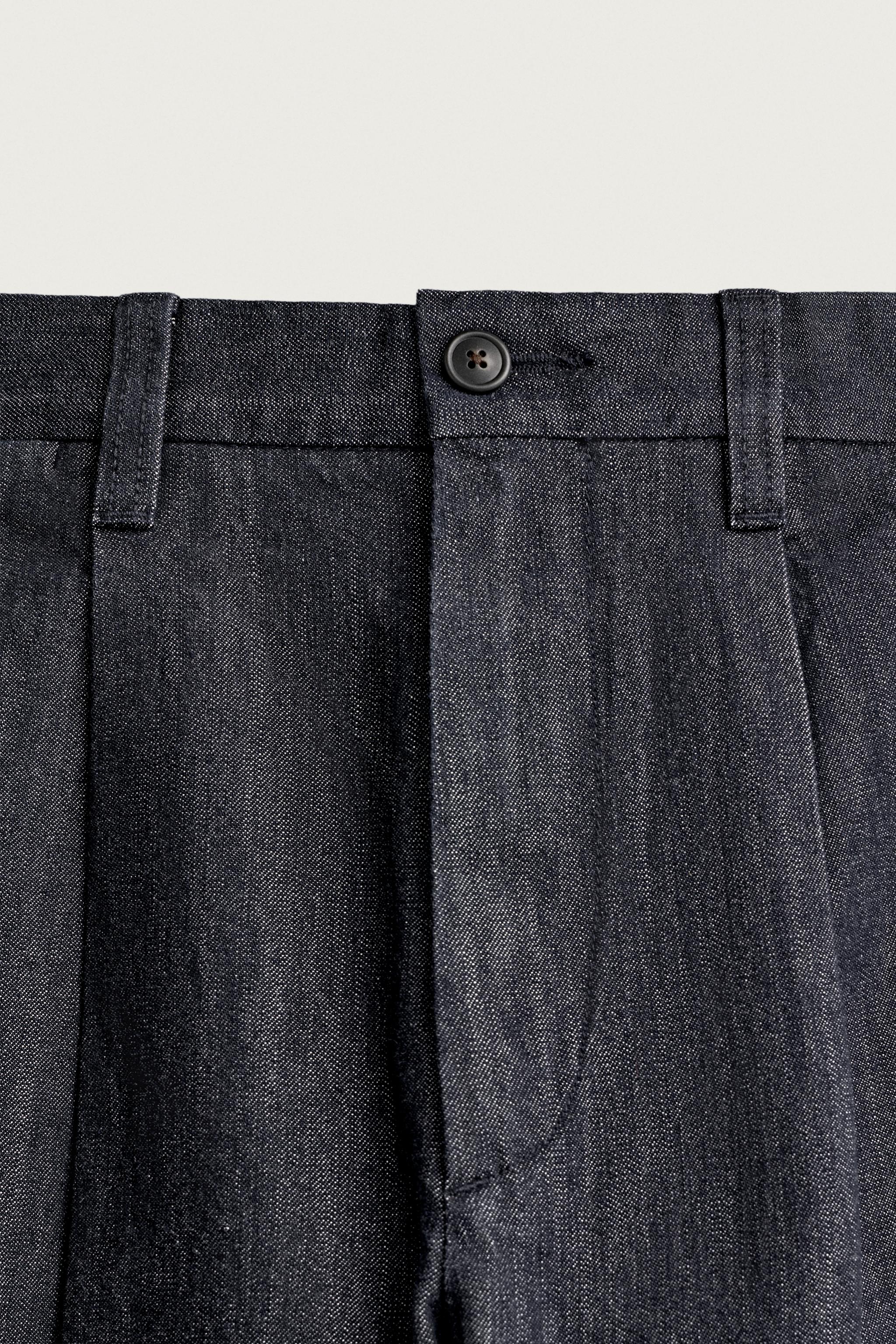 PLEATED DENIM CHINO PANTS
