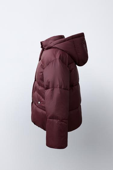 BLOUSON MATELASSÉ À CAPUCHE DÉPERLANT - Bordeaux de Zara - Image 3