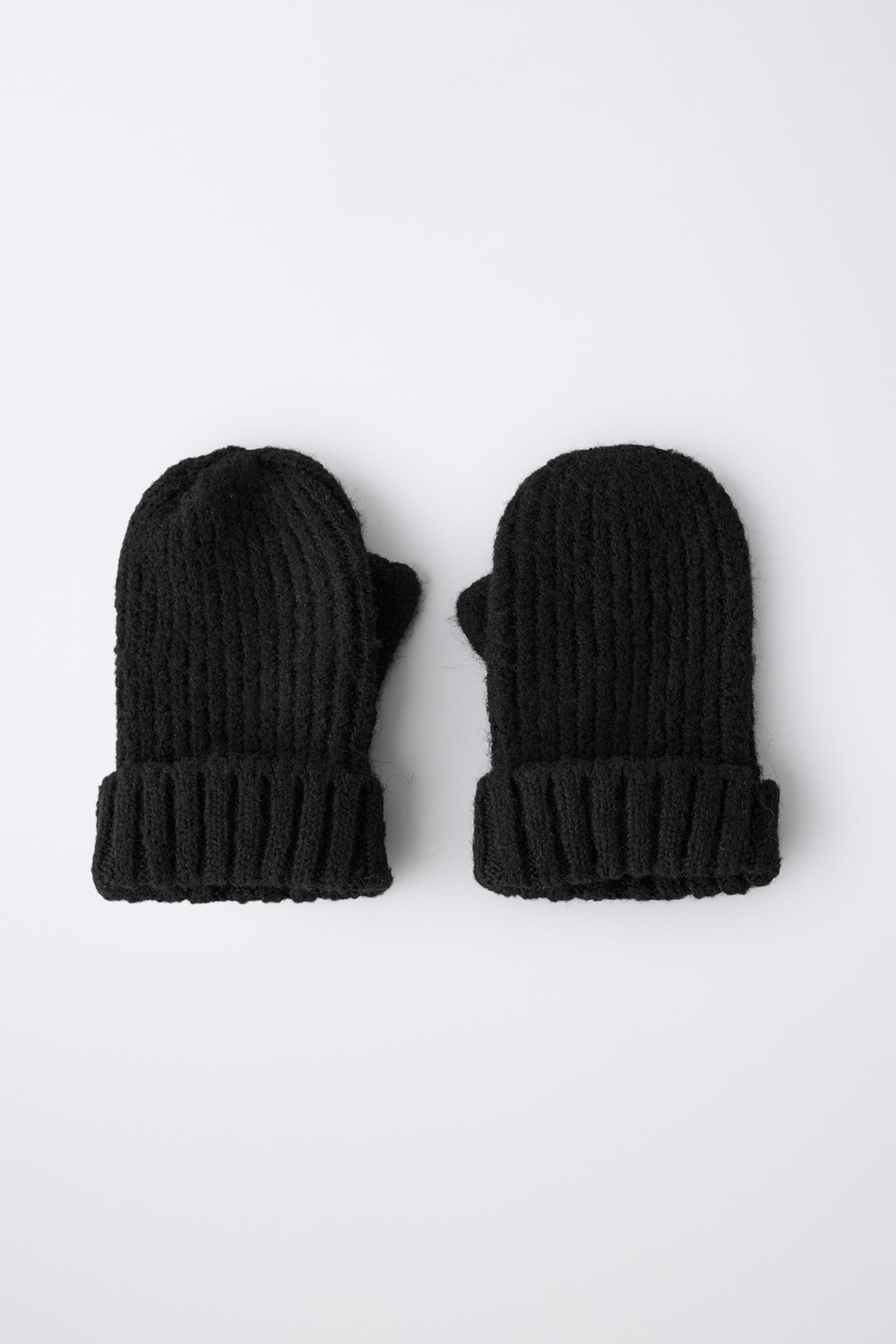 Детские перчатки Zara Plain Knit Mittens, цвет: Чёрный — фото 3