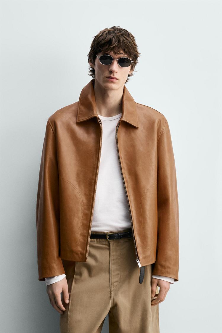 ZARA REGULAR FIT LEATHER JACKET