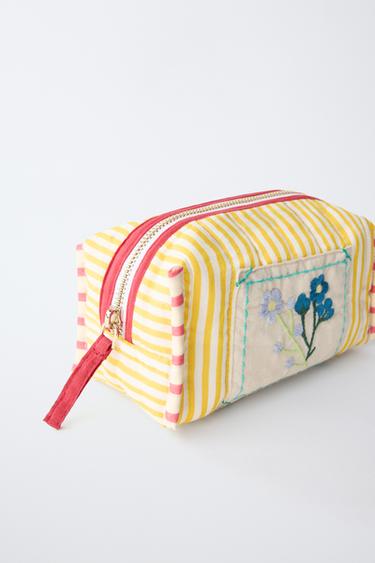 EMBROIDERED STRIPED PENCIL CASE - Yellow by Zara - Image 2