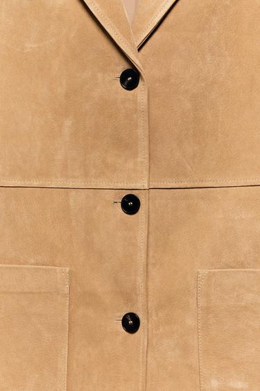 VESTE 100% DAIM - Marron clair de Zara - Image 8