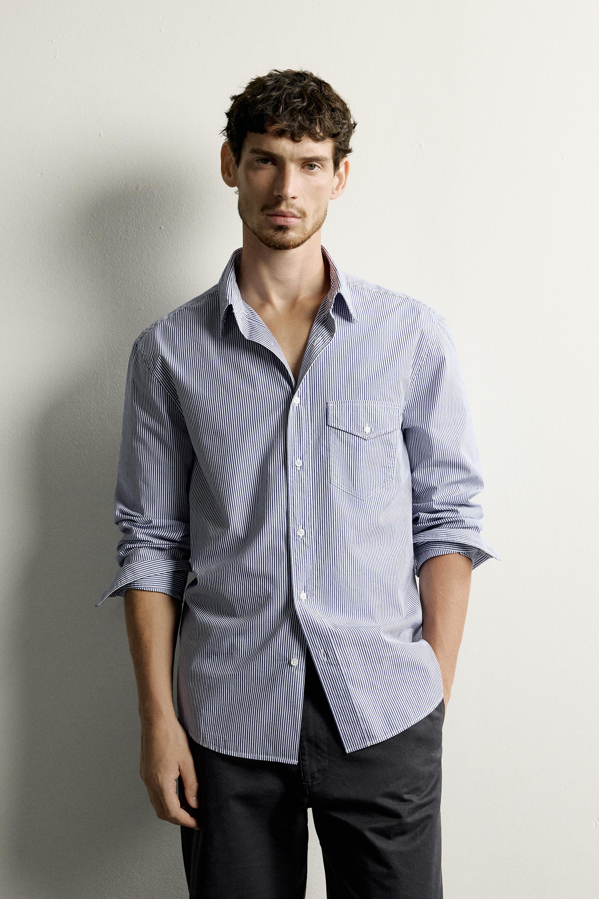Мужские рубашки Zara STRIPED REGULAR FIT SHIRT — фото 2