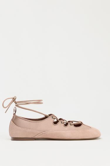 CONTRAST STRAPPY BALLET PUMPS - Pink by Zara