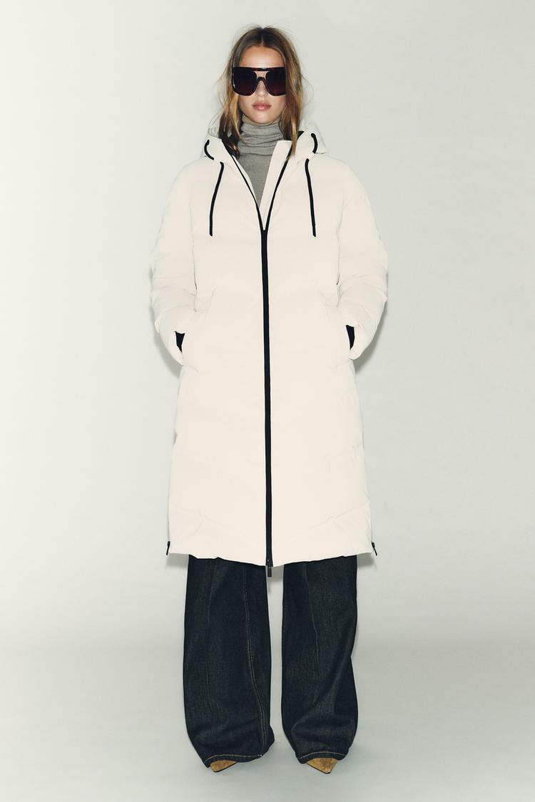 LONG RUBBERIZED WINDPROOF HOODED ANORAK